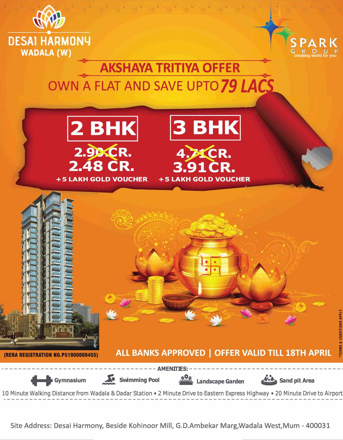 Own a flat & save up to Rs. 79 Lacs during Akshaya Tritiya Offer at Spark Desai Harmony in Mumbai